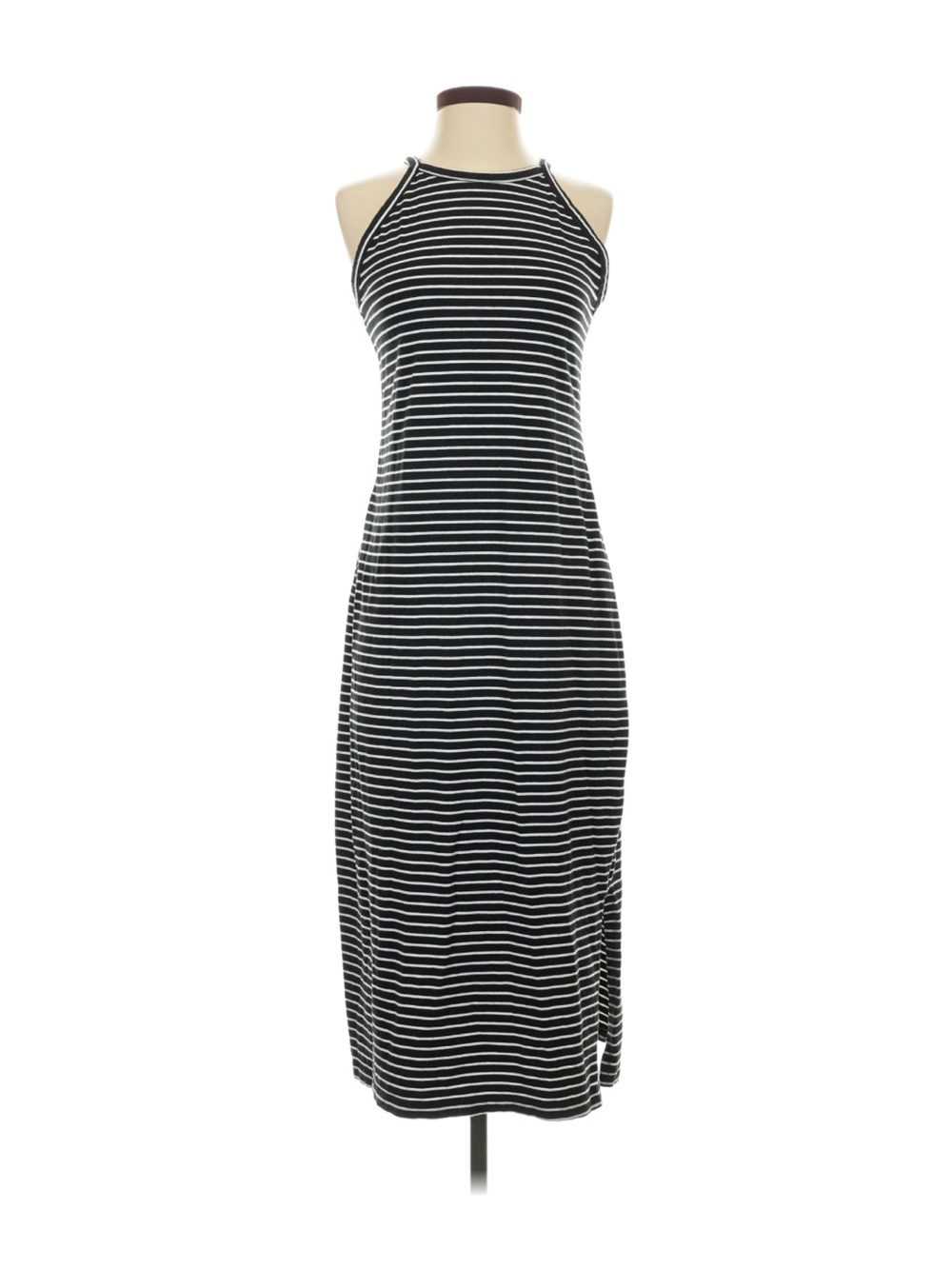 Old Navy Black and White Striped Halter Midi Dress